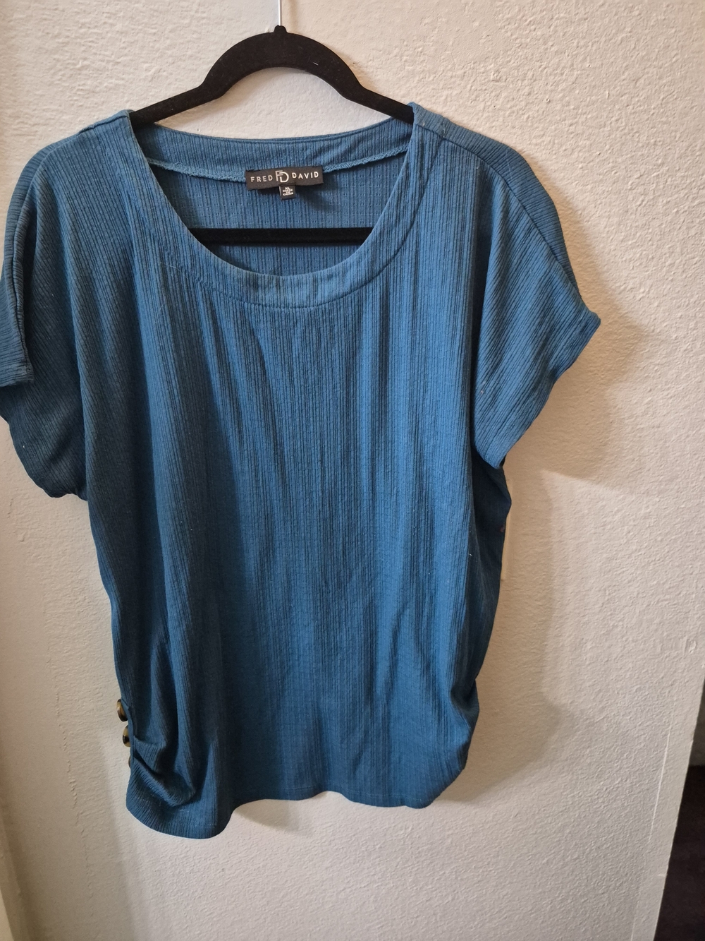 Fred David Teal Ribbed Short Sleeve Tee